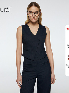 Laurel劳芮新款几何感高智感宽条纹修身马甲女LWD363B00500