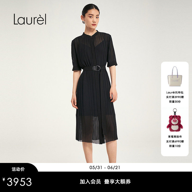 Laurel劳芮25春秋新款老钱风圆领薄纱套裙女LWL342Y12900
