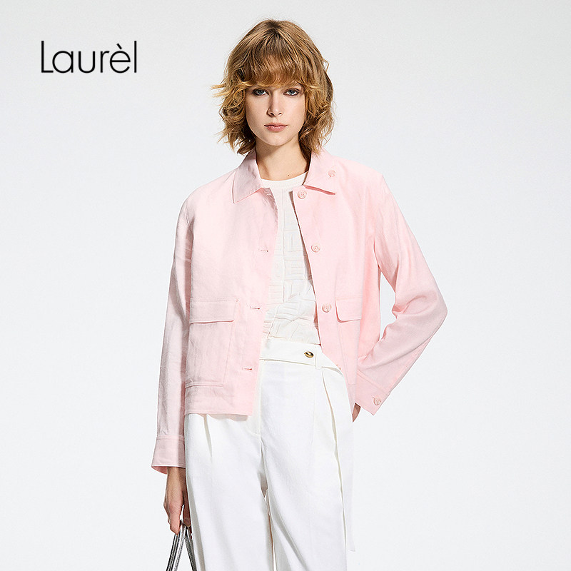 【亚麻】Laurel劳芮26夏新款可露丽粉休闲短款夹克LWL372W01000