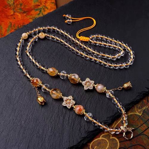 泰国佛牌链子天然黄塔晶水晶吊坠配链项链唐卡颈链可调节长度