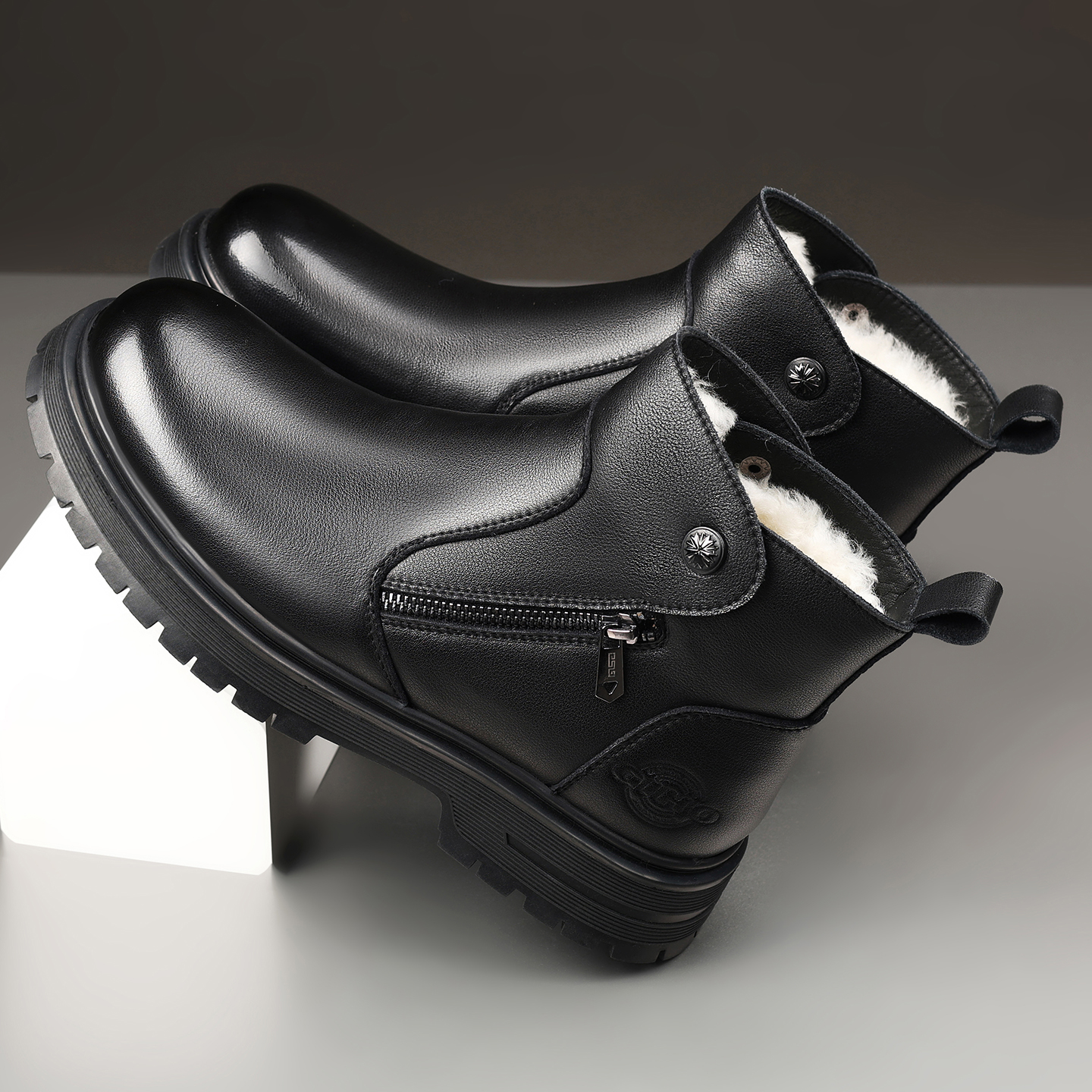 马丁靴男冬季皮毛一体棉鞋男