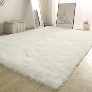 White Fluffy Hall Carpet Modern Living Room Bedroom Home