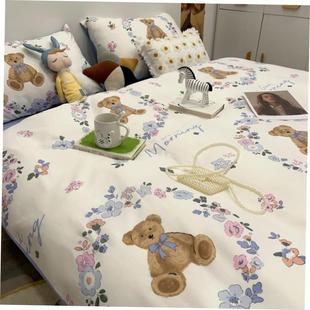 4 pcs bed sheets set beddings cotton flat sheet pillowcases