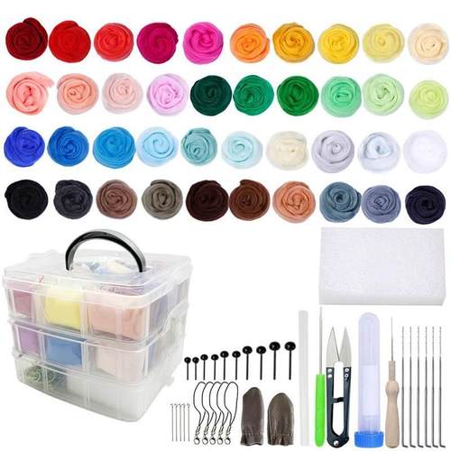 72 Colors Wool Felting Kit Needle Felting Tools  Handle W