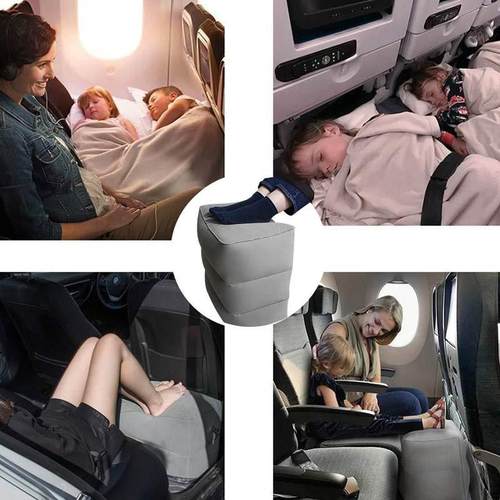 3 Layers Inflat Travel Foot Rest Pillow Airplane Train C