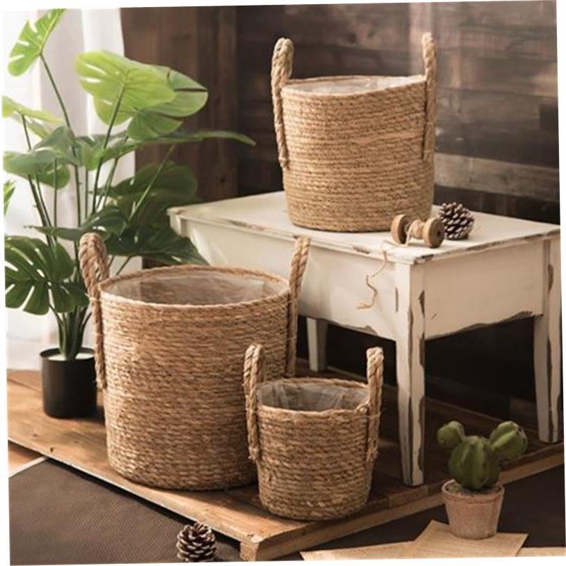 Nordic giant grass woven flowerpot seaweeUYQd storage basket