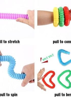 16pcs Ppe Fun Pull Push tube Pop t fdget toy玩具饮管吸管
