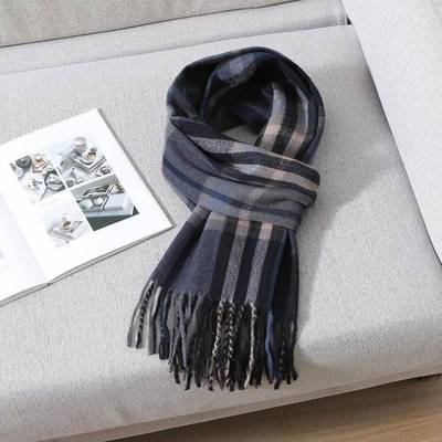 2023 Winter Cashmere Scarf for Men Plaid Color Warm Pashmina