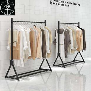 -Clothing store display rack floor hangers仿木色挂衣架