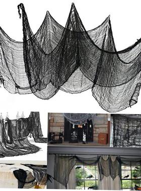 热销售! !黑色万圣节恐怖纱布大网格纱