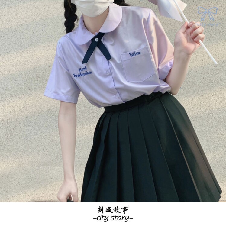泰式校服领结禁忌女孩小水同款纯色女细长十字交叉领结学院风配饰