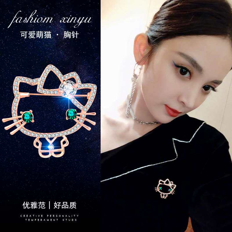 卡通大头猫小妹胸针可爱日系胸花女简约学生森系气质防走光配饰