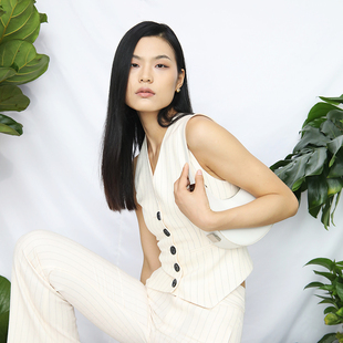 BRANDBYMEI神裤升级版醋酸提花竖条纹商务休闲高腰直筒长裤