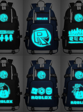 roblox虚拟世界罗布乐思游戏动漫夜光双肩包学生书包帆布大容量