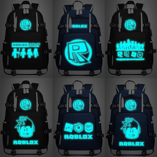 roblox虚拟世界罗布乐思游戏动漫夜光双肩包学生书包帆布大容量