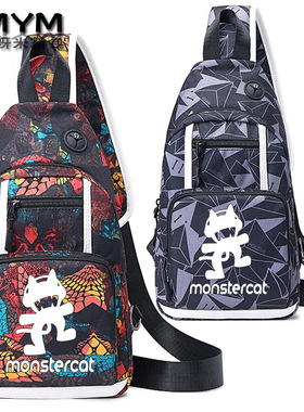 电音猫 Monstercat 怪兽猫 猫厂胸包男士包包单肩斜挎小背包个性