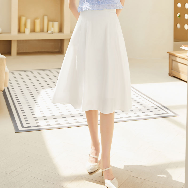 白色半身裙Lucidy/鲁思蒂中长款