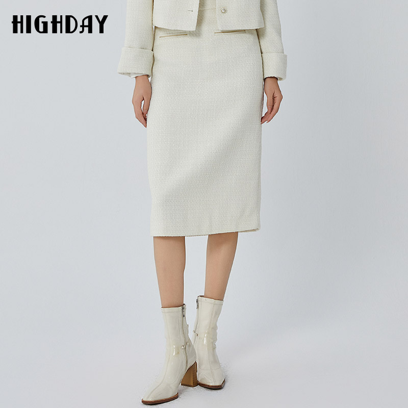 highday轩日2024春秋新款高腰半身裙女淑女中长包臀裙LT01AE46020