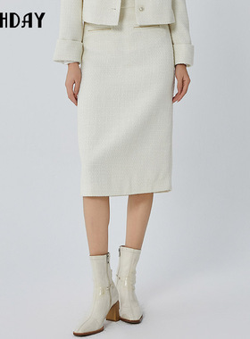 highday轩日2024春秋新款高腰半身裙女淑女中长包臀裙LT01AE46020
