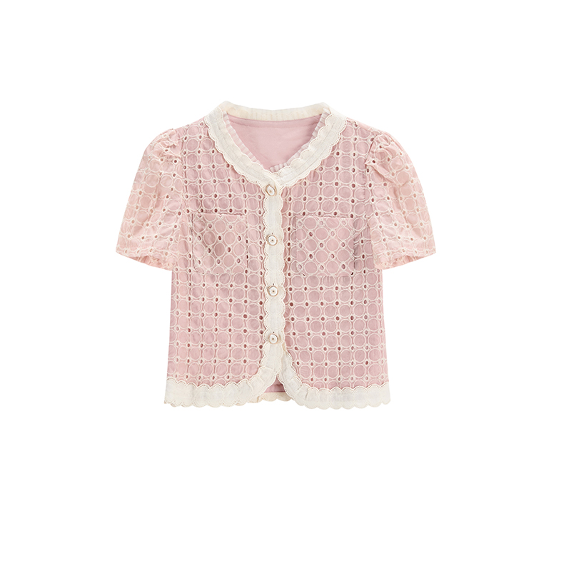 鲁思蒂小香风短袖衬衫外套2025新款女夏季时尚设计感小众短款上衣