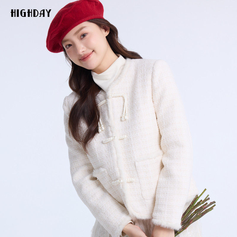 highday轩日2026冬季商场同款新中式外套女设计感薄款羽绒服chic