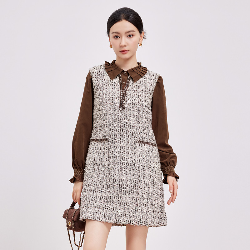 鲁思蒂无袖背心连衣裙2026新款女春秋气质高端时尚小个子显瘦裙子