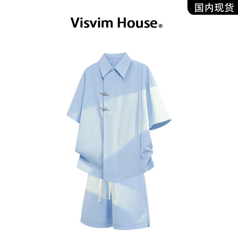 品牌现货撤柜】VISVIM WINGS夏季宽松百搭国风短袖套装男两件套
