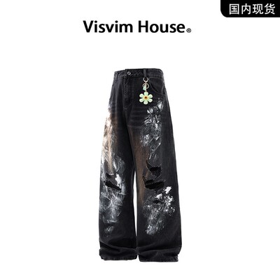 品牌现货撤柜】VISVIM WINGS春秋季新款潮牌高街破洞牛仔裤男士