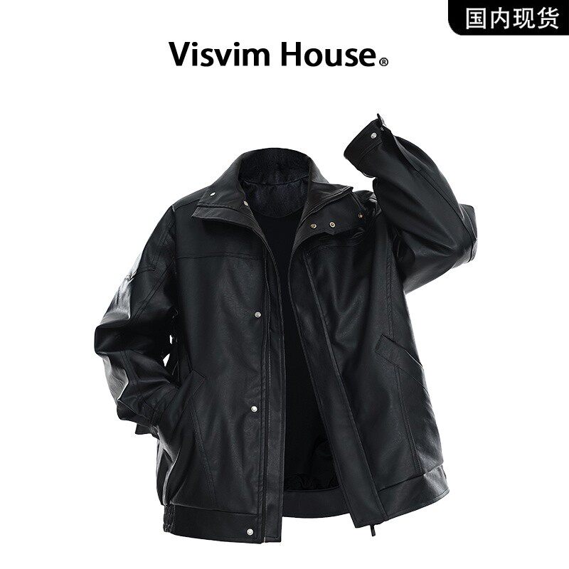 【品牌现货撤柜】VISVIM WINGS春秋季新款立领拼接皮衣夹克外套男