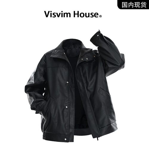 【品牌现货撤柜】VISVIM WINGS春秋季新款立领拼接皮衣夹克外套男