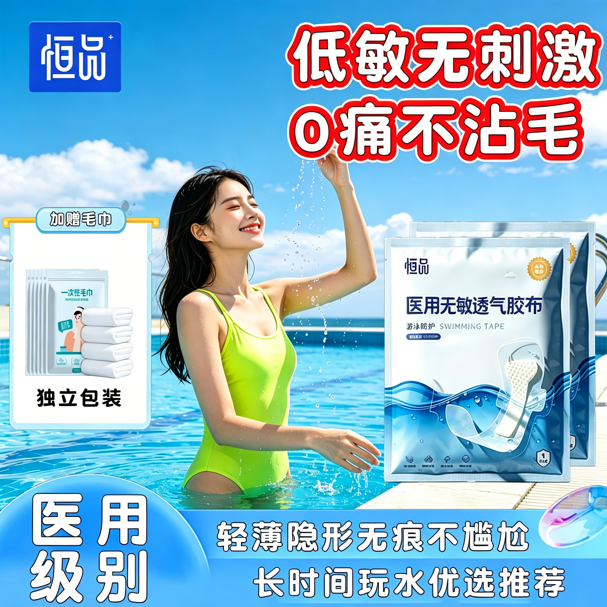 医用游泳私密贴女性防水防感染泳池水上乐园防护贴漂流专用独立装