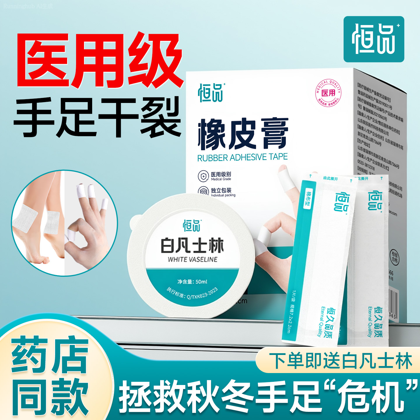 医用干裂贴手足防皲裂独立包装