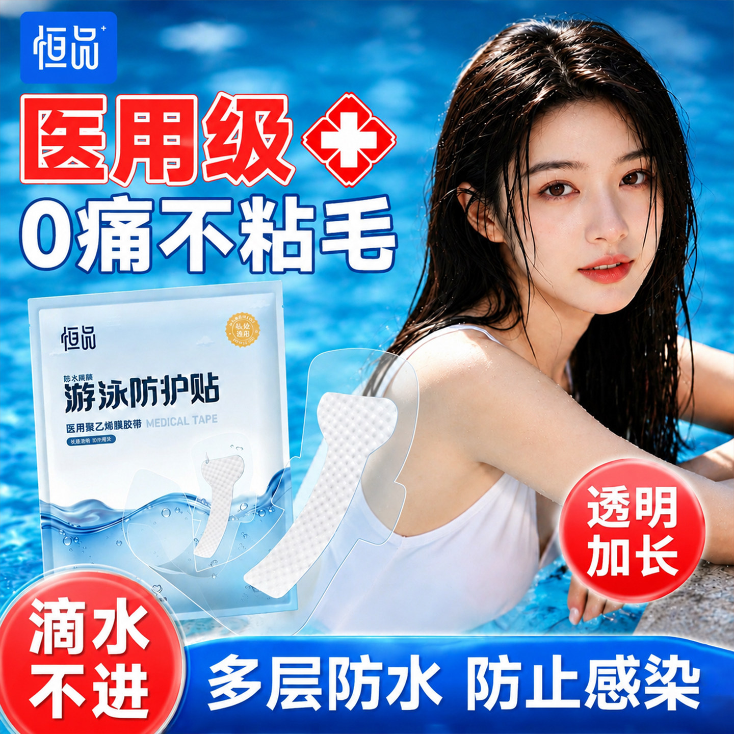 医用游泳私密防水贴女生内裤温泉私处专用女性儿童防止感染神器