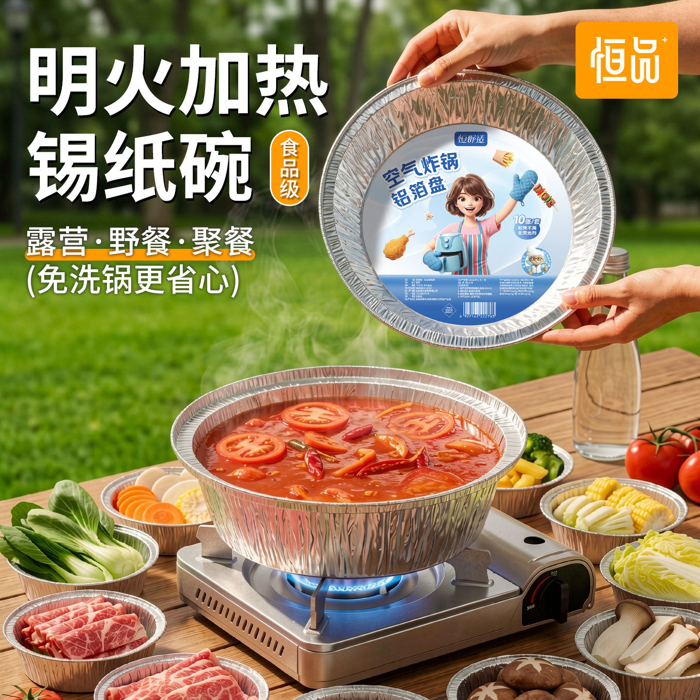 恒品空气炸锅专用纸烤箱家用锡纸盘户外露营野餐卡式炉专用锡纸碗