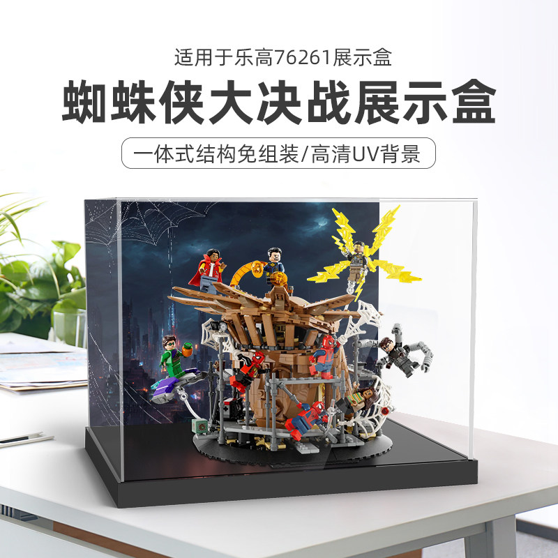 适用于乐高漫威蜘蛛侠大决战展示盒76261亚克力透明展示盒收纳 - 实物图