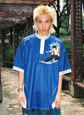 GameOne 24SS “蓝龙”美式复古球衣Oldschool嘻哈滑板bboy街头