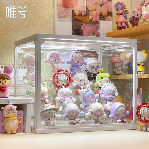 盲盒收纳展示架智能带灯手办娃柜