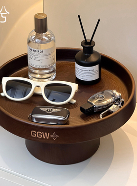 复古小众高级感玄关置物架托盘