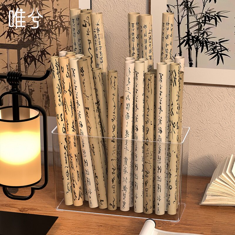 书法收纳桶书画作品毛笔字画卷轴筒透明大容量宣纸书法纸整理神器