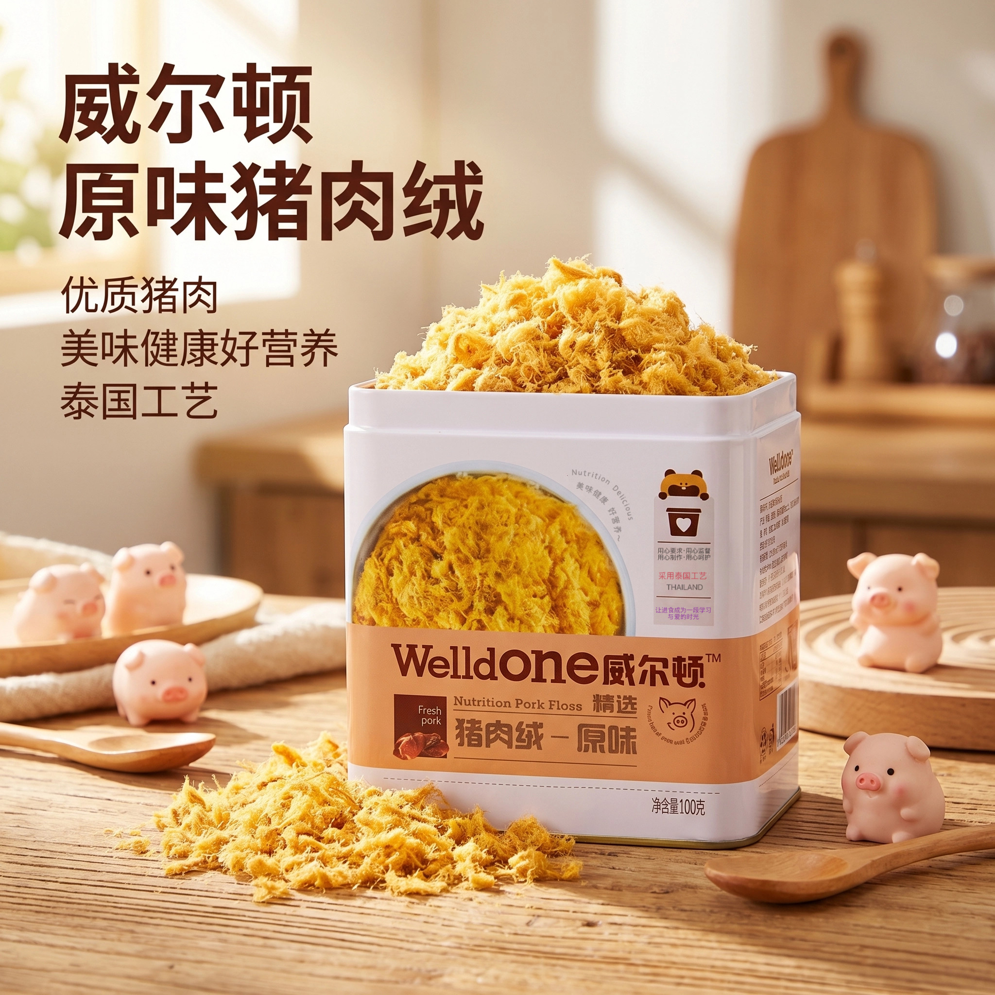 威尔顿方罐独立包装营养肉绒猪肉牛肉鳕鱼金枪鱼100g营养丰富