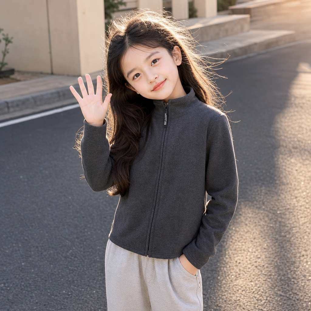 女童秋冬款校服加绒打底衫卫衣儿童加绒加厚保暖修身外套亲子装