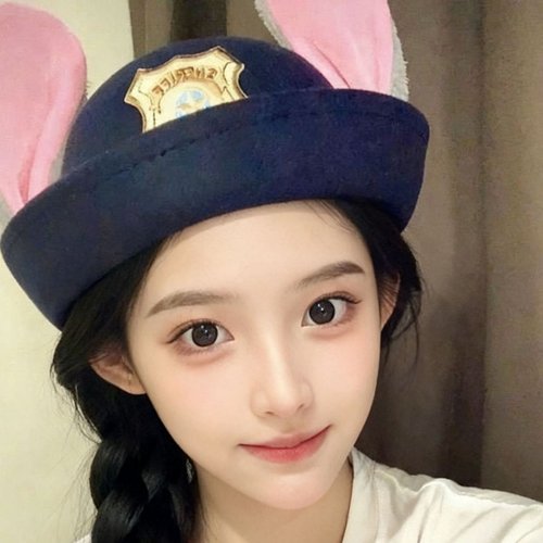 疯狂动物城朱迪兔子警官翻檐帽可爱甜美少女心贝雷帽卡通兔耳帽子