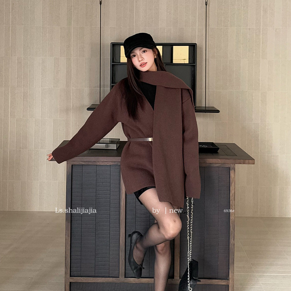 LS述致 高级感气质财阀千金大衣女2025冬季新款毛呢女装外套6936