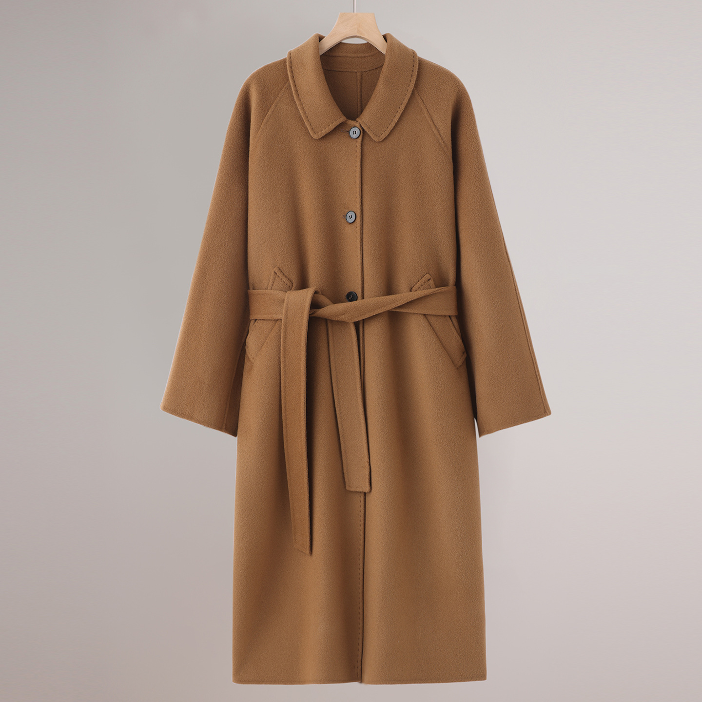 2025年秋季新款百搭女士翻领10% 羊绒双面呢大衣羊毛外套高级感潮