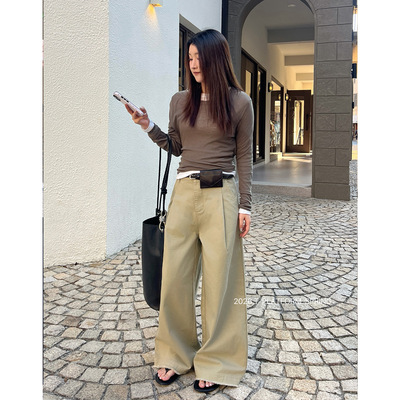 ［T台］T-PLATFORM 2026春季小个子时尚显瘦毛边休闲奶奶裤女3810