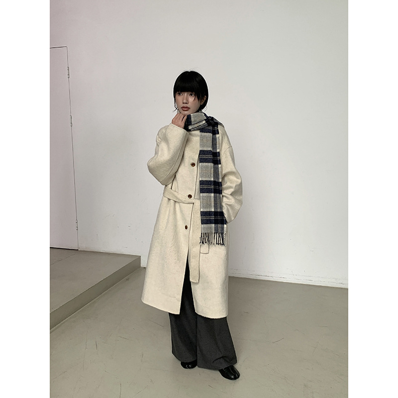 MMC立领双面羊绒大衣女秋冬新款韩版中长款高级感100羊毛呢子外套