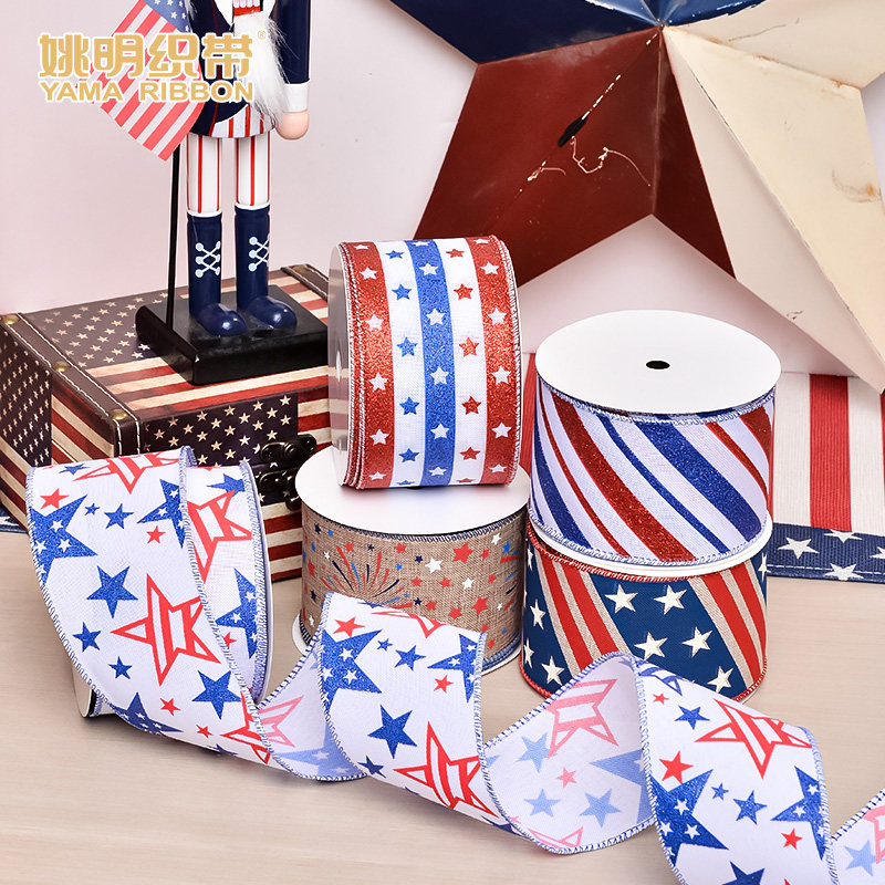 姚明织带6.3CM日常印花主题拷克带装饰丝带diy蝴蝶结精品铁丝丝带图片