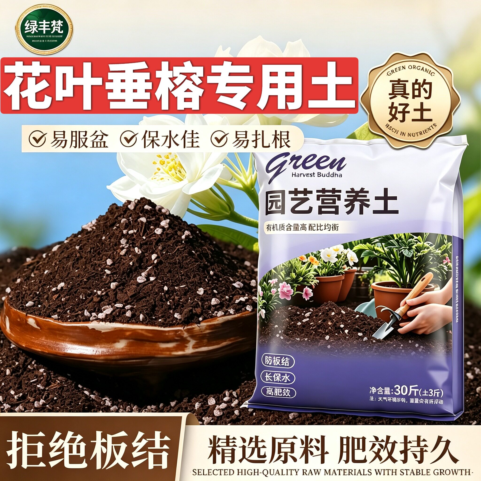 花叶垂榕适用含泥炭根壮苗好腐殖泥炭土盆景加有机肥天然壮根球根