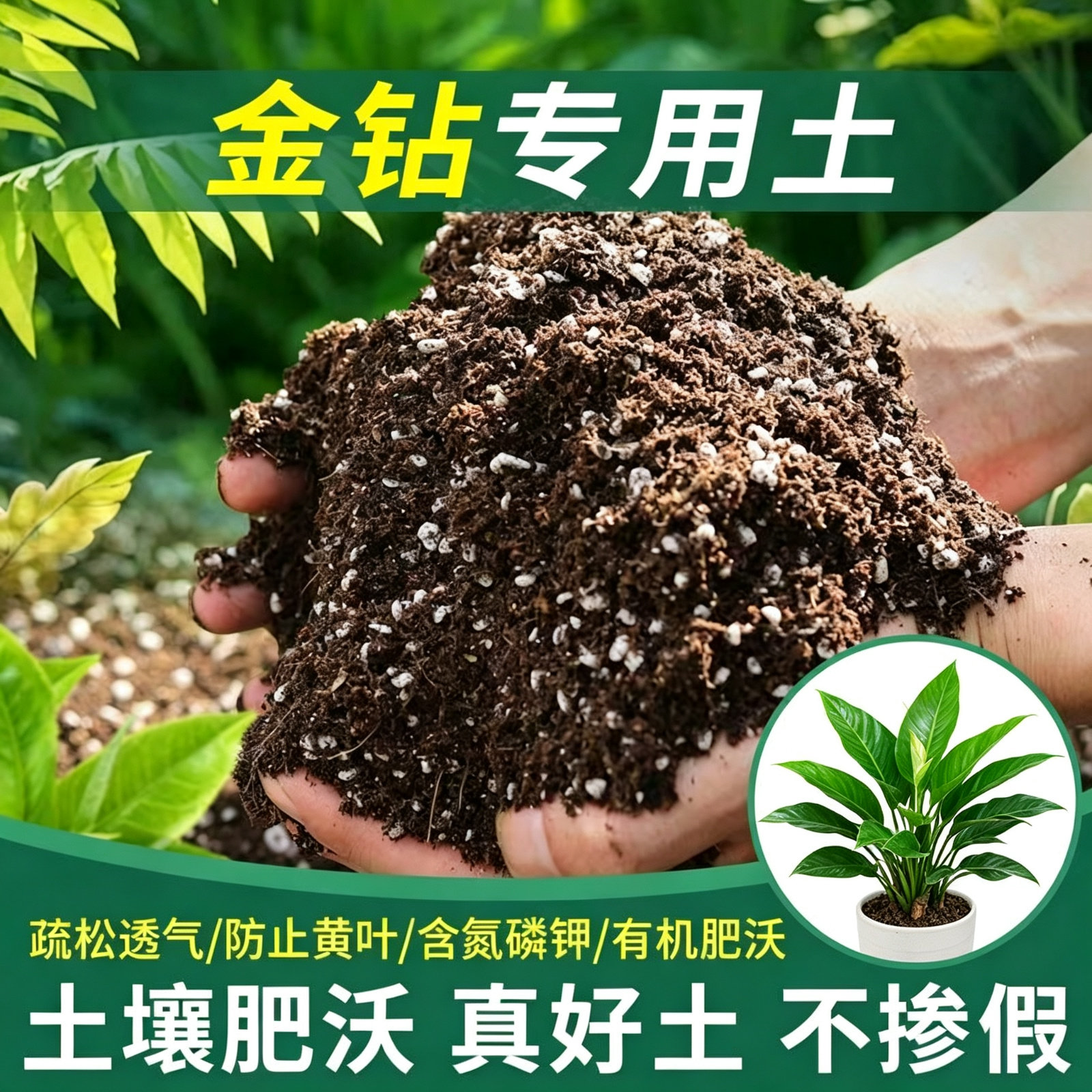 金钻专用土轻质泥炭土蓬松透气不闷根盆栽营养土养花通用种植土