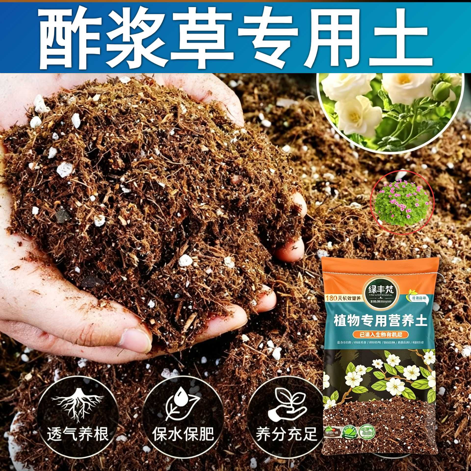 酢浆草适用花泥疏松透气阳台营养土性质稳定改善板结无草籽球根